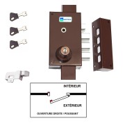 Serrure 3 Points MOTTURA 448 A2P1* ETOILE MARRON Avec Pêne Inversé ( monté ) 3 clés