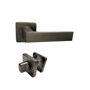 Paire de Poignées de Porte sur Rosaces Carrées "KLOSE besser" en ALUMINIUM Couleur Bronze anodisé "ELODIE "