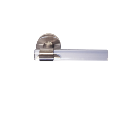 Paire de Poignées de Porte "JOY" INCOLORES Cristalines Pieds Inox 304 Satin