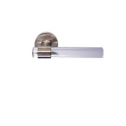 Paire de Poignées de Porte "JOY" INCOLORES Cristalines Pieds Inox 304 Satin