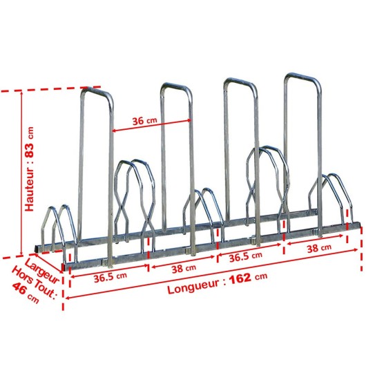 Plan Rack Velo Rack à Velo Acier Galvanisé 5 Places