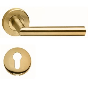 Paire de Poignées de porte " VIF PVD OR" sur Rosaces Rondes " 1535 " inox 304 KLOSE besser