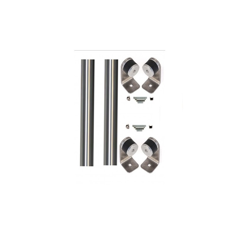 Tiradores" KLOSE besser" : 2 Tubos de 1000 mm / Acero inoxidable 316 / Diám.: 40 mm + 4 Soportes +2 Fijaciones Pasantes.