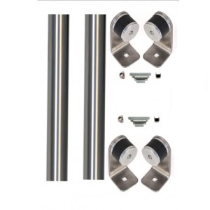 Poignées de Tirage " KLOSE besser"- Bâton Maréchal : 2 Tubes de 1000 mm /  Inox 316  /  Diam : 40 mm + 4 Supports + Visserie