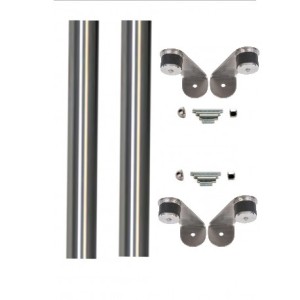 Poignées de Tirage " KLOSE besser"- Bâton Maréchal : 2 Tubes de 1000 mm /  Inox 316  /  Diam : 40 mm + 4 Supports + Visserie