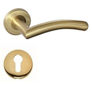 Paire de Poignées de porte Vague PVD OR sur Rosaces Rondes " Valentino " Inox 304  KLOSE besser