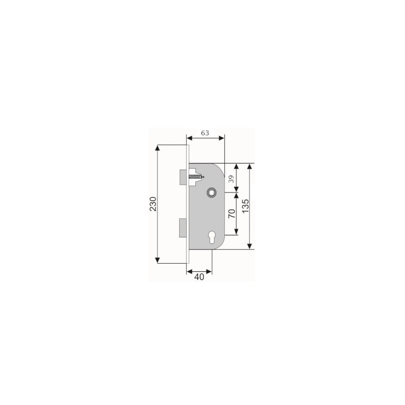 SERRURE à LARDER  AXE 40 mm Trou Cylindre ÉQUERRE AU DEMI TOUR