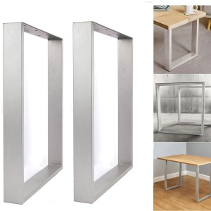 Jeu de 2 PIEDS de TABLE en "CARRE" Couleur: Inox