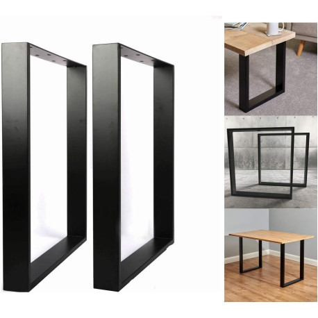 Jeu de 2 PIEDS de TABLE en "CARRE" Couleur: Noir ou Inox