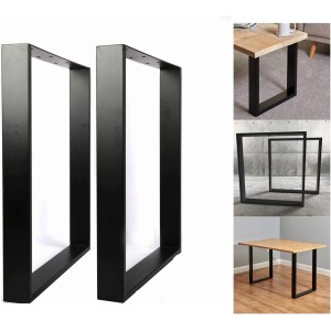 Jeu de 2 PIEDS de TABLE en "CARRE" Couleur: Noir ou Inox