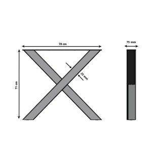 Jeu de 2 PIEDS de TABLE en "CROIX" Couleur Noire ou Inox