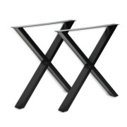 Jeu de 2 PIEDS de TABLE en "CROIX" Couleur Noire ou Inox