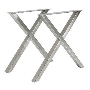 Jeu de 2 PIEDS de TABLE en "CROIX" couleur Inox