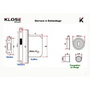 Serrure pour Galandage KLOSE besser Noire Matt  Avec Condamnation.