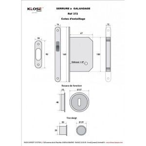 Serrure à Galandage "KLOSE besser" avec Cylindre et ACCESSOIRES-Couleur Laiton.