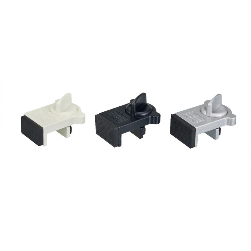 Limiteur- Bloqueur de Porte Coulissante-KLOSE besser - Zamak - 3 couleurs disponibles : Blanc , Argent et Noir .