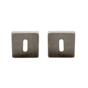 Paire de Rosaces "KLOSE besser" Carrées 53 x 53 mm  - Trou de Clé L - Inox 304