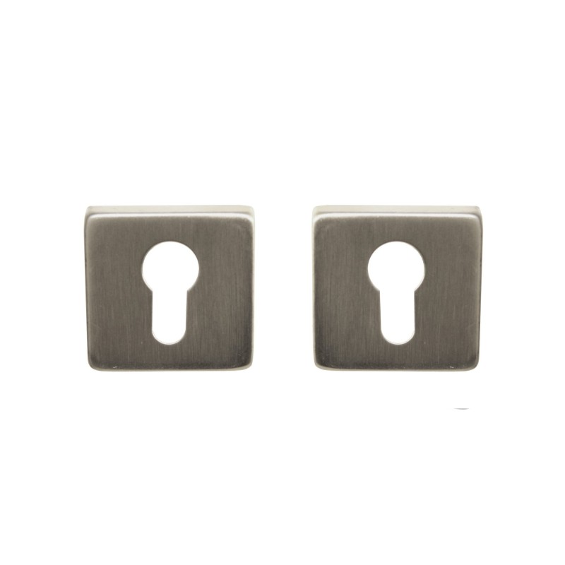 Paire de Rosaces  Carrées "KLOSE besser" - Trou pour Cylindre - Inox 304 -