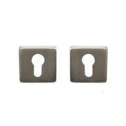Paire de Rosaces  Carrées "KLOSE besser" - Trou pour Cylindre - Inox 304 -