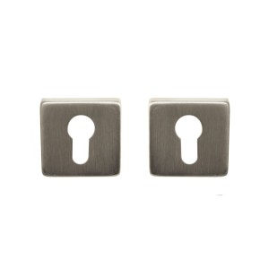Paire de Rosaces  Carrées "KLOSE besser" - Trou pour Cylindre - Inox 304 -