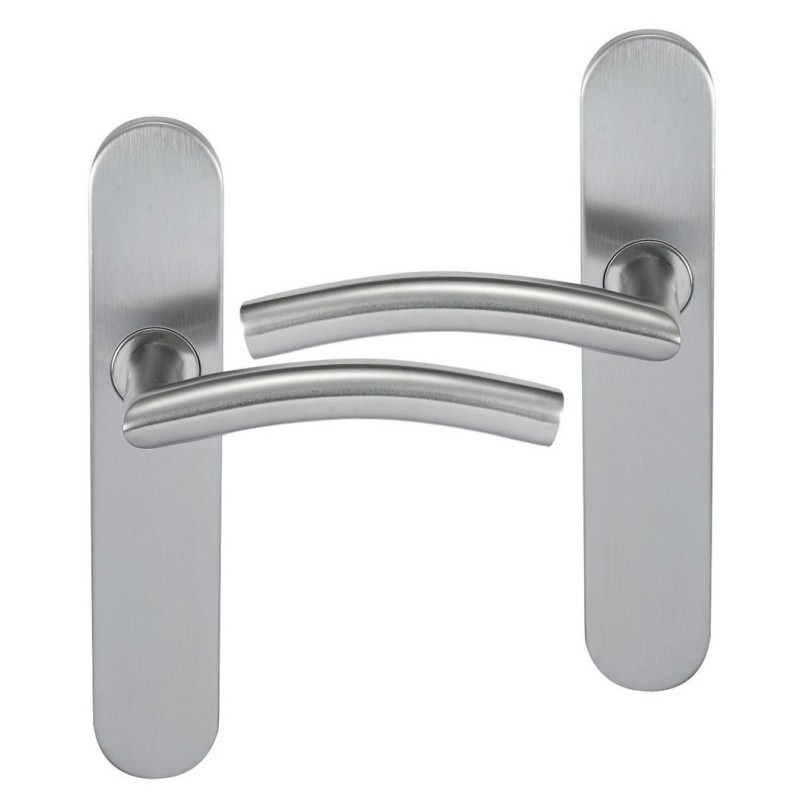 Maniglia per porta KLOSE Besser in acciaio Inox 304 su Placche, modello "Romy a Onda"
