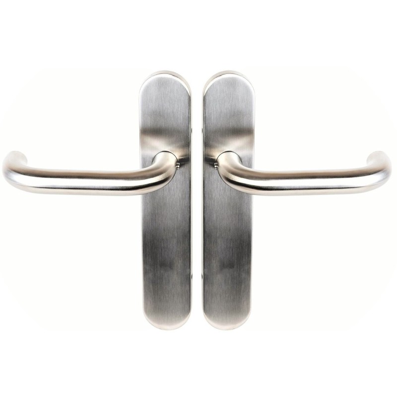 Paire de  Poignées de porte  - KLOSE besser - sur plaque "Karina en U" inox 304