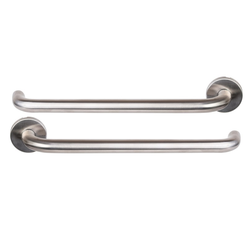Coppia di maniglie per porte " KLOSE Besser," su Rosetta “Handi”, in acciaio Inox 304.