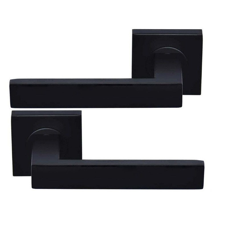 Coppia di Maniglie Nere su rosette quadrate COLETTE