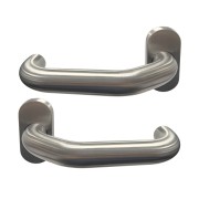 Par de tiradores de puerta «Germany» de Klose, de acero inox 316, con roseta ovalada + par de rosetas ovaladas cilindro