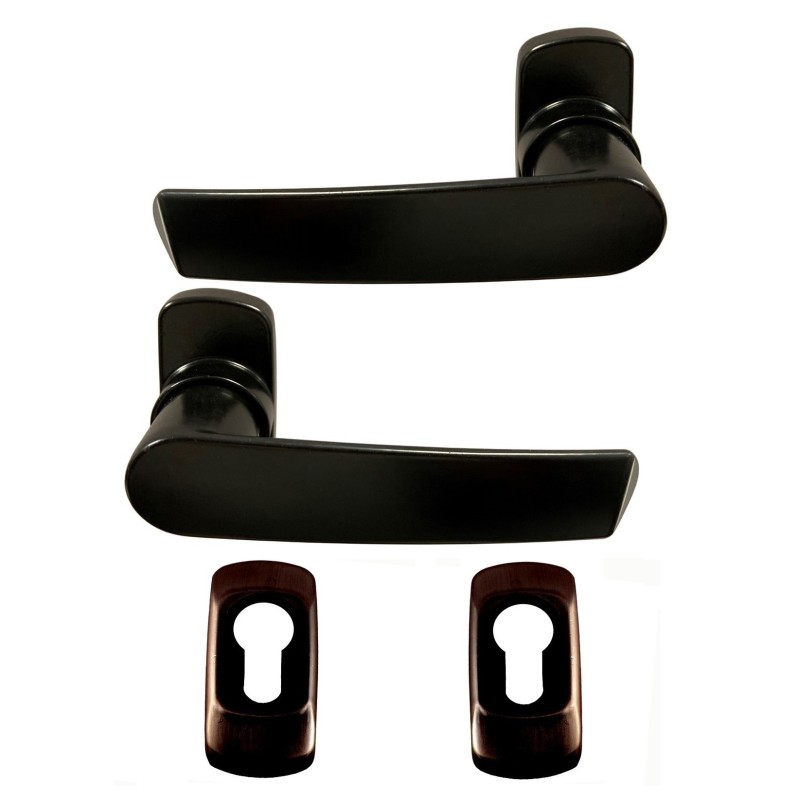 Paire de Poignées KLOSE besser "AYDAN" + 2 Rosaces   NOIR Aluminium