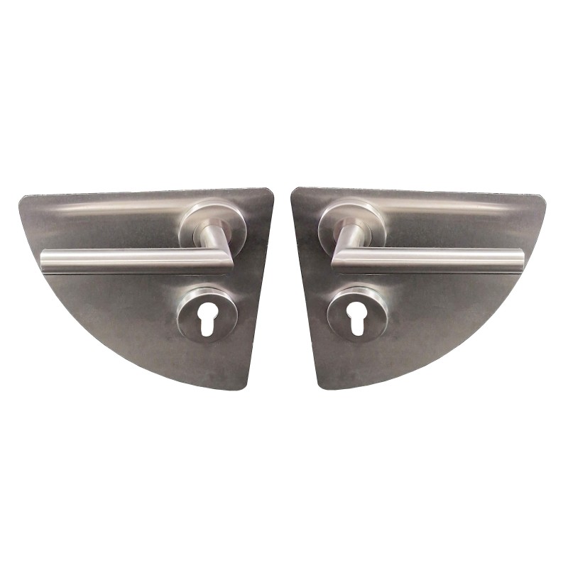 Juego de placas para puertas - Cuarto de luna - KLOSE besser - COMPLETO : Placas +  rosetas y asas - Acero inoxidable 304.