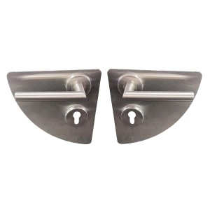 Juego de placas para puertas - Cuarto de luna - KLOSE besser - COMPLETO : Placas +  rosetas y asas - Acero inoxidable 304.