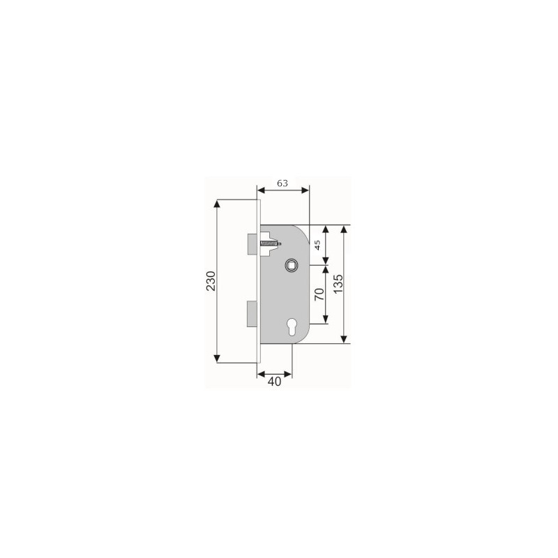 Cerradura Monopunto Embutida Llave L Eje 40 mm