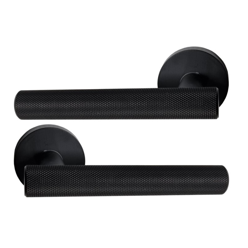 Paire de Poignées sur Rosaces "STRIPED noire" DECO - KLOSE besser -  Inox 304 plein