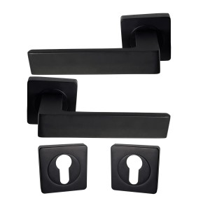 Manilla cuadrada negra "Natalya"en ALUMINIO para puertas  manijas de puerta "Natalya" Negro en ALUMINIO