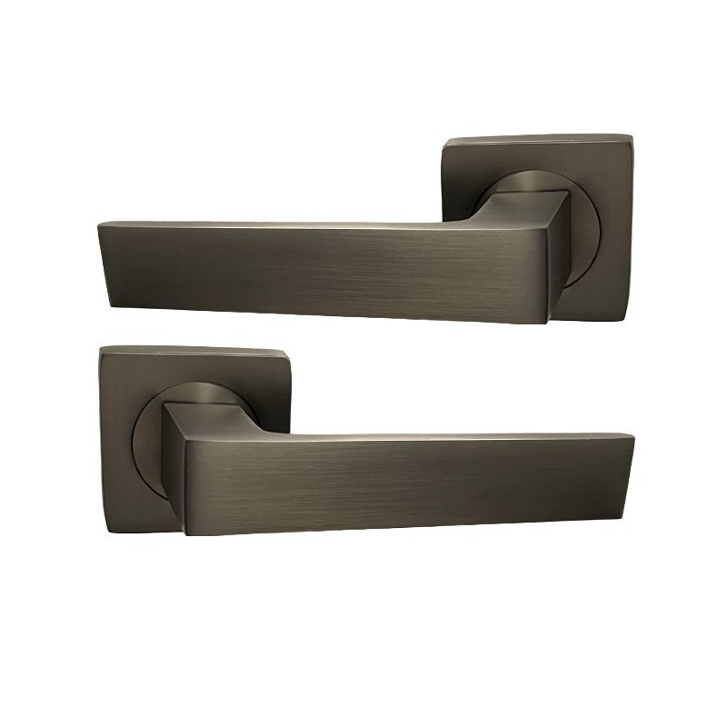 Maniglia per porte su rose quadrate in alluminio  " ELODIE " Colore bronzo