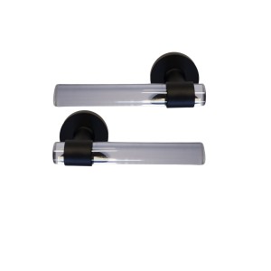 Poignées de porte "JOY"  INCOLORE Plexiglass Cristalline Pied Inox Noir