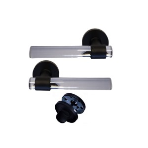 Maniglie per porte “JOY” INCOLORE Plexiglass cristallo nero Base in acciaio inox