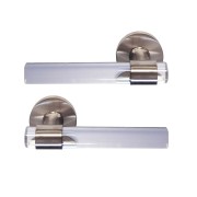 Poignées de Porte "JOY" INCOLORES Plexiglass Cristallines Pieds Inox 304 Satin