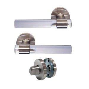 Maniglie per porte incolori “JOY” Plexiglass Cristallines Gambe in acciaio inox 304 satinato