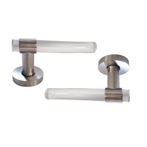 Poignées de Porte "JOY" INCOLORES Plexiglass Cristallines Pieds Inox 304 Satin