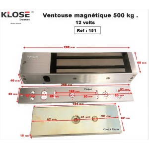 Ventouse magnétique en applique 500kg max