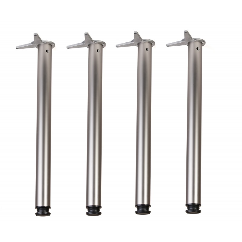 Jeu de 4 pieds de table -Couleur  Inox Brillant - 710 mm -