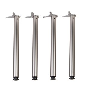 Jeu de 4 pieds de table -Couleur  Inox Brillant - 710 mm -