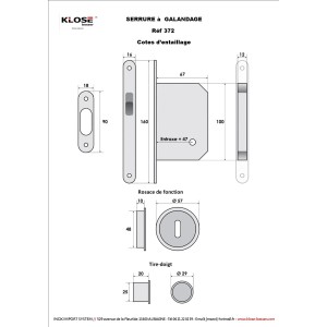 KIT SERRURE à GALANDAGE - A CONDAMNATION - COULEUR INOX -